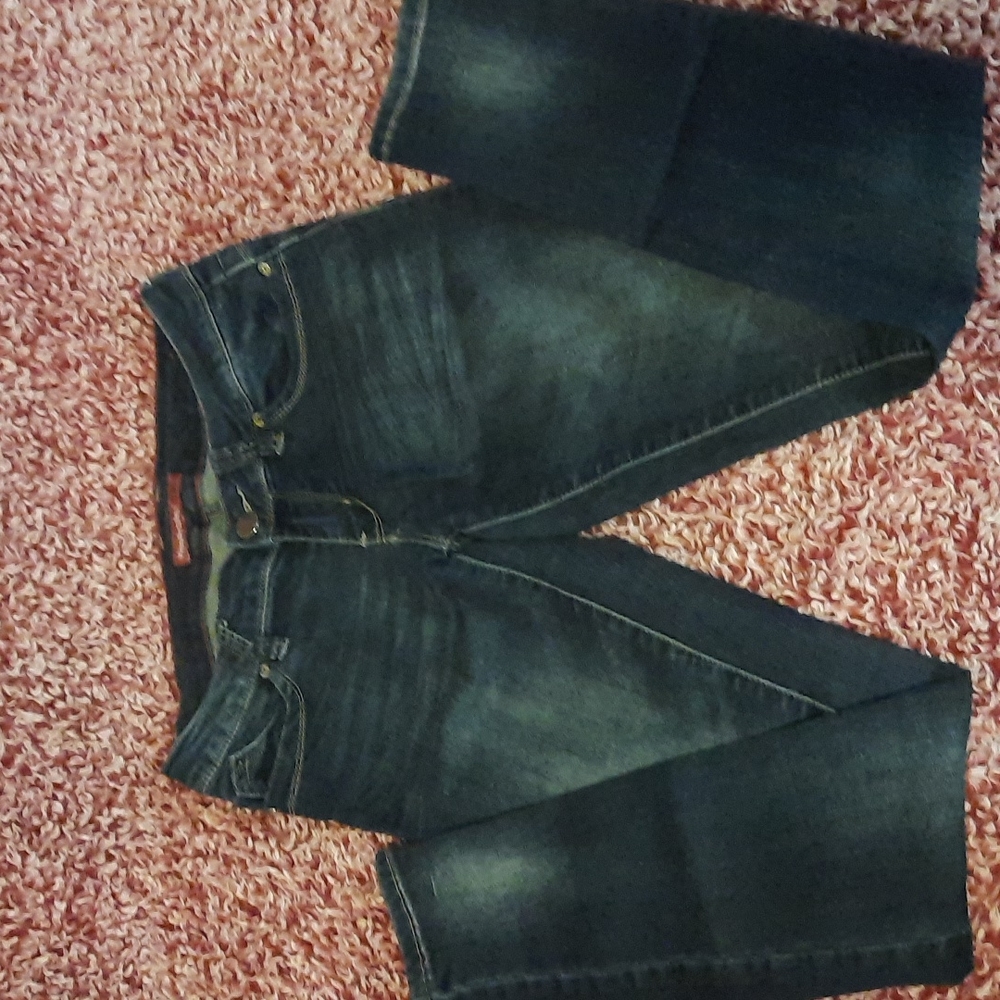 Size 5 jeans. Brand: WantaBettaButt? YMI dark blue stretch jeans.